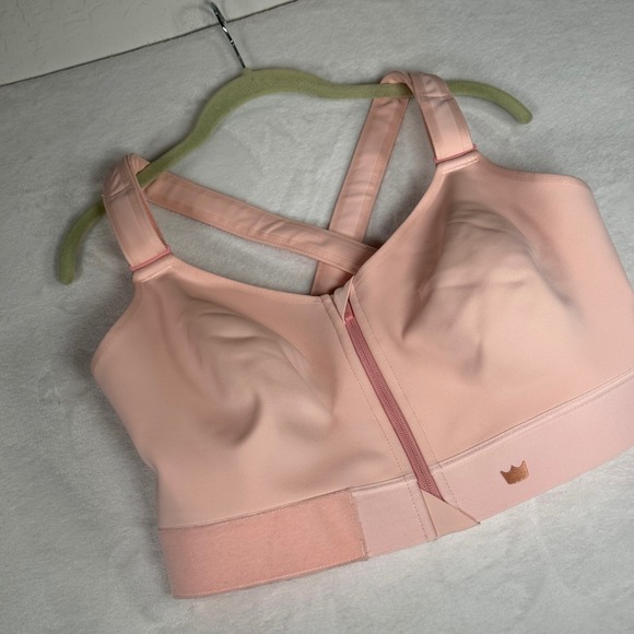 SHEFIT Other - SHEFIT 5Luxe Moisture‎ Wicking Front Zip Sports Bra Pink Rose Gold Crown Detail